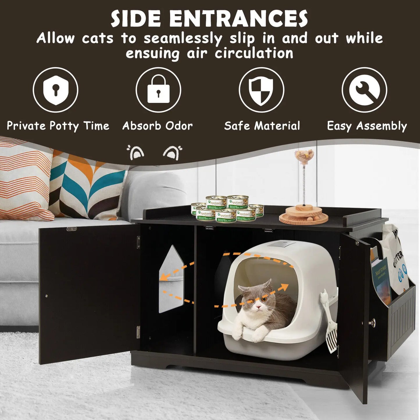 Large Wooden Litter Box Enclosure