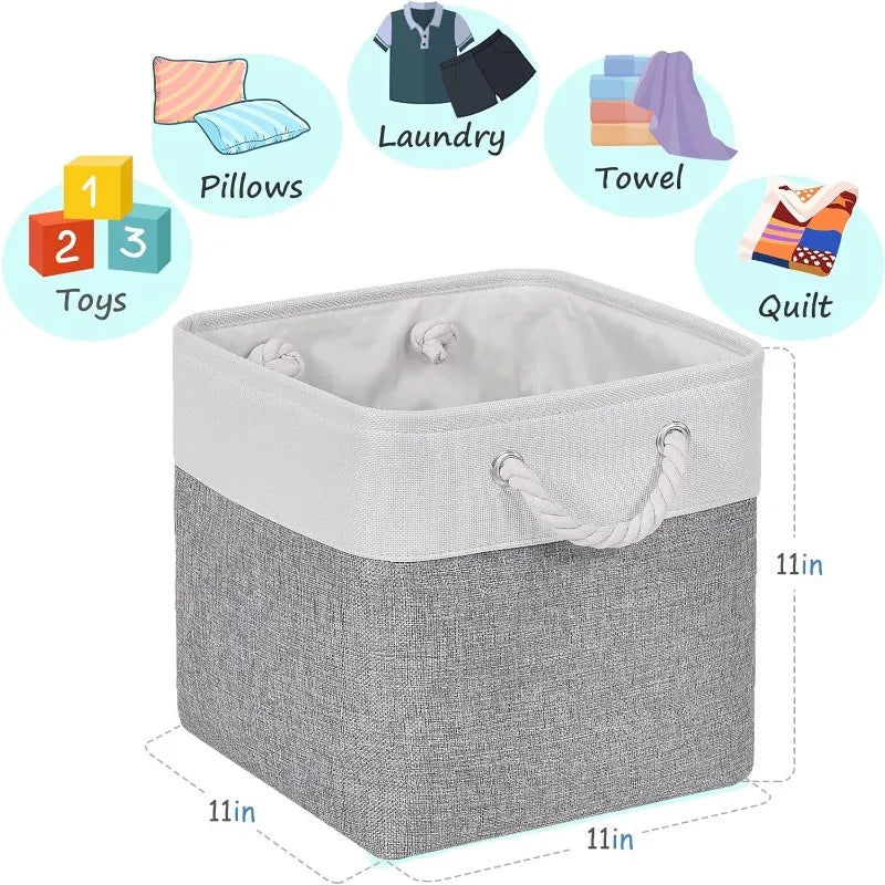 Foldable Fabric Storage Basket, 6 Pack with Handles