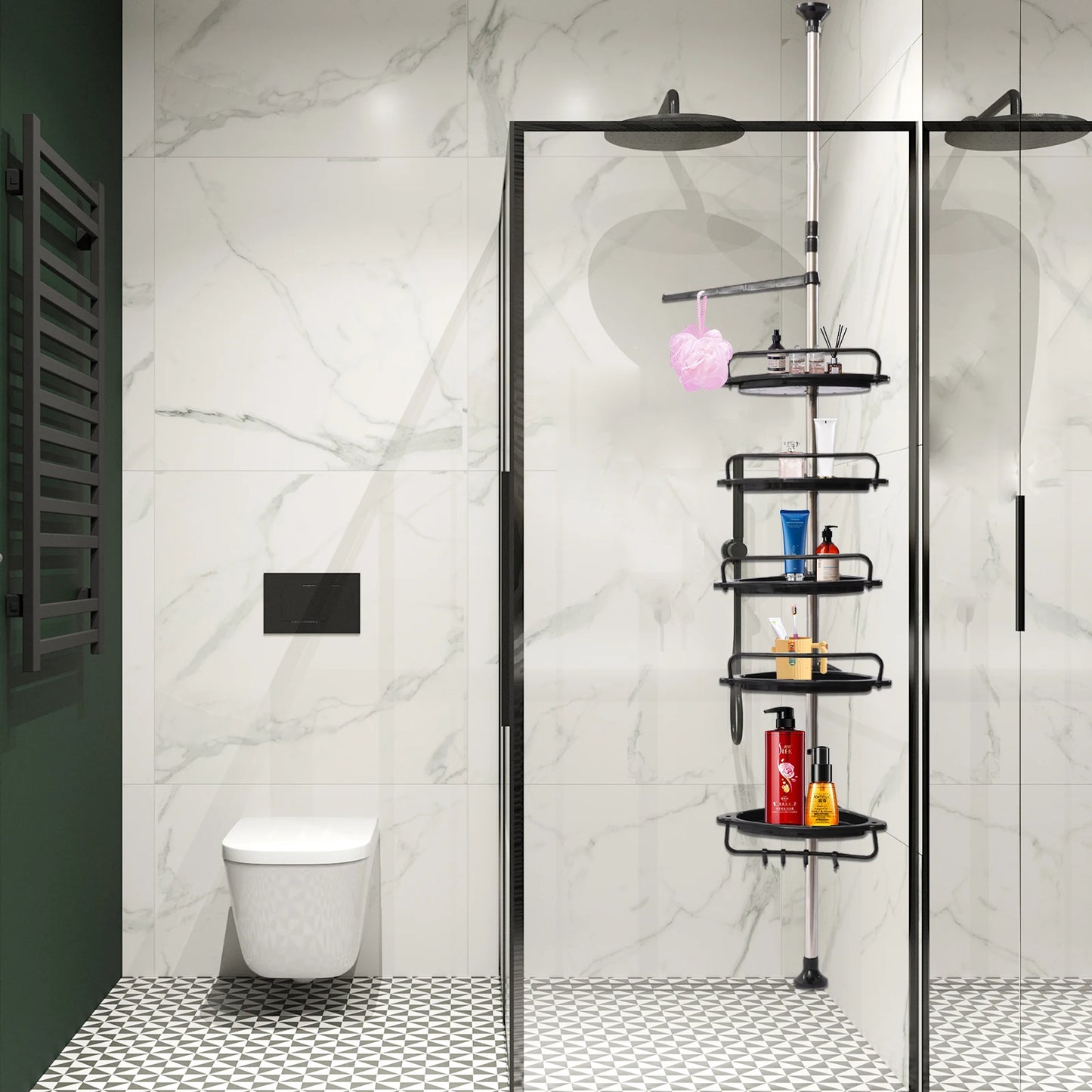 Height-Adjustable Corner Shower Shelf