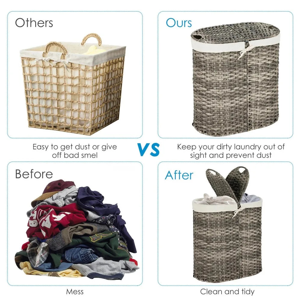 Divided Laundry Basket with Lid