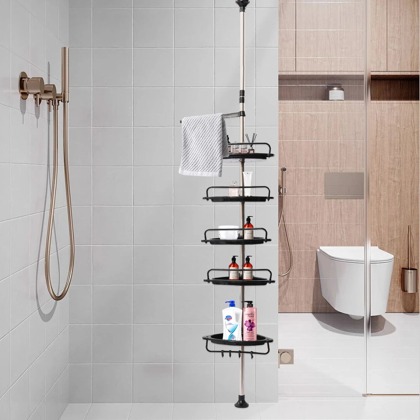 Height-Adjustable Corner Shower Shelf