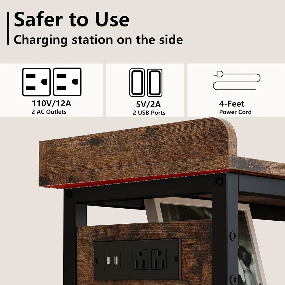 Adjustable Height Table with Charging Station