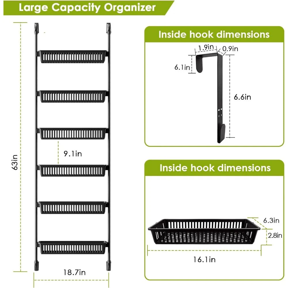 6-Tier Heavy Duty Pantry Door Organizer