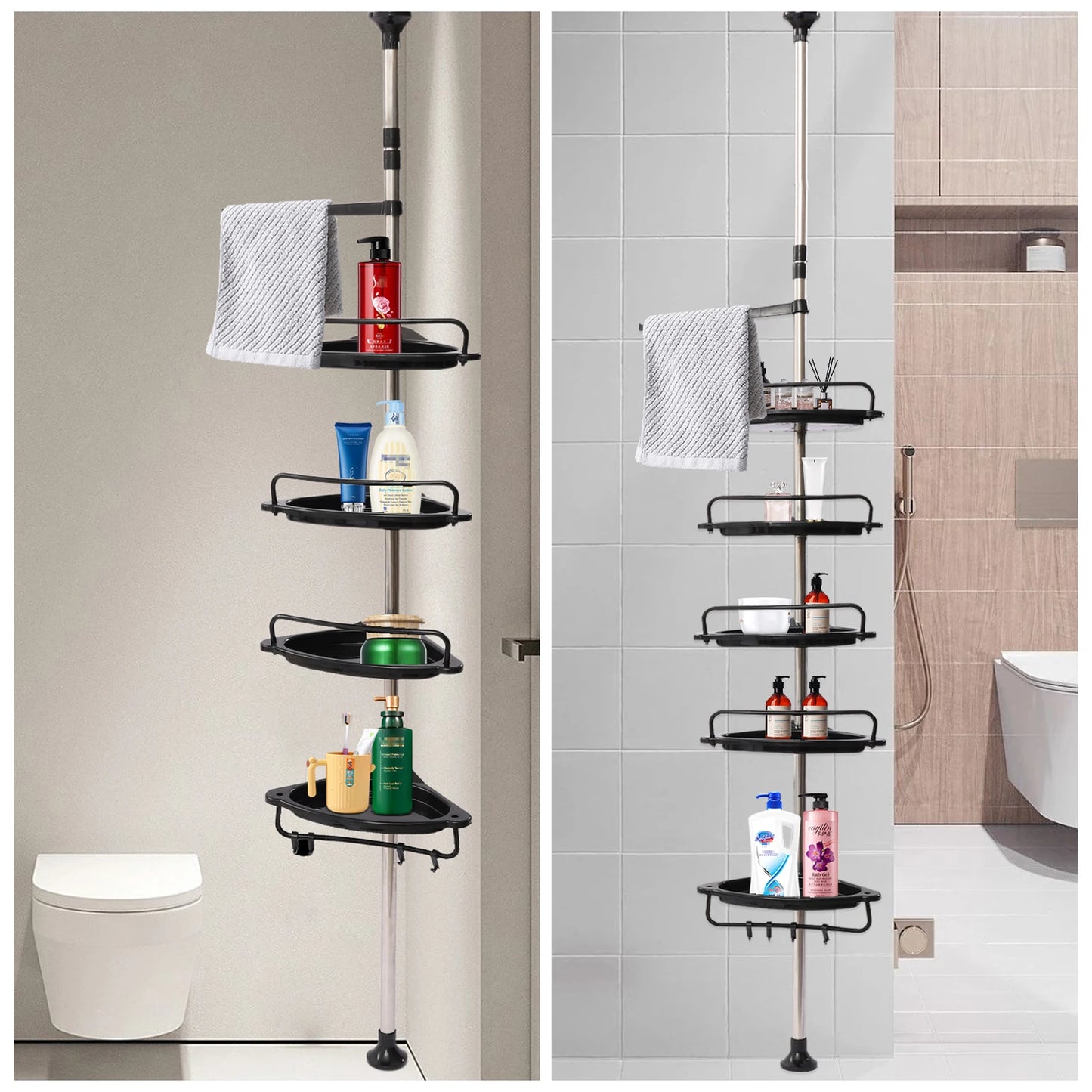 Height-Adjustable Corner Shower Shelf