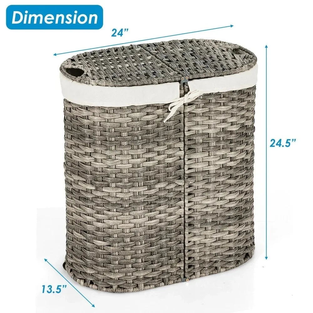 Divided Laundry Basket with Lid